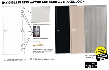 Aanbiedingen Binnendeuren invisible flat plaatsklare deur ardenne - Geldig van 28/01/2020 tot 02/03/2020 bij Zelfbouwmarkt