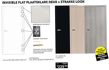 Aanbiedingen Binnendeuren invisible flat plaatsklare deur zwart - Geldig van 28/01/2020 tot 02/03/2020 bij Zelfbouwmarkt