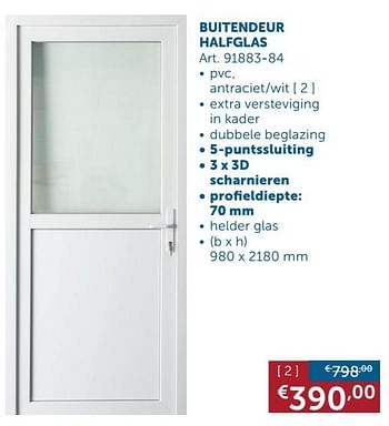 Aanbiedingen Buitendeur halfglas antraciet-wit - Geldig van 28/01/2020 tot 02/03/2020 bij Zelfbouwmarkt