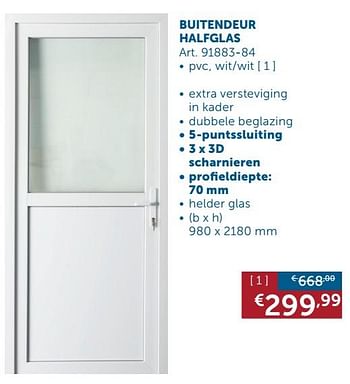 Aanbiedingen Buitendeur halfglas pvc, wit-wit - Geldig van 28/01/2020 tot 02/03/2020 bij Zelfbouwmarkt