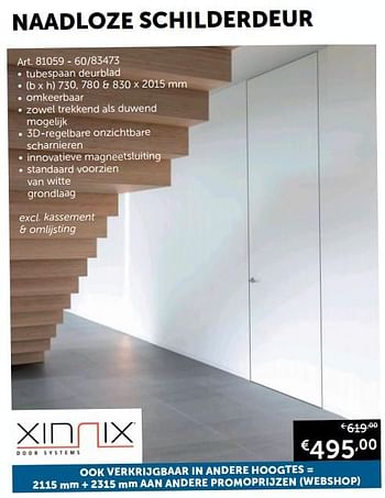 Aanbiedingen Naadloze schilderdeur - Xinnix - Geldig van 28/01/2020 tot 02/03/2020 bij Zelfbouwmarkt