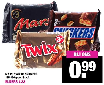 Aanbiedingen Mars, twix of snickers - Huismerk - Big Bazar - Geldig van 27/01/2020 tot 09/02/2020 bij Big Bazar