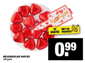 Aanbiedingen Melkchocolade hartjes - Huismerk - Big Bazar - Geldig van 27/01/2020 tot 09/02/2020 bij Big Bazar