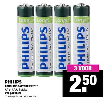 Aanbiedingen Longlife batterijen - Philips - Geldig van 27/01/2020 tot 09/02/2020 bij Big Bazar