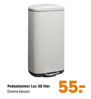 Aanbiedingen Pedaalemmer lux 30 liter - Huismerk - Kwantum - Geldig van 17/02/2020 tot 01/03/2020 bij Kwantum