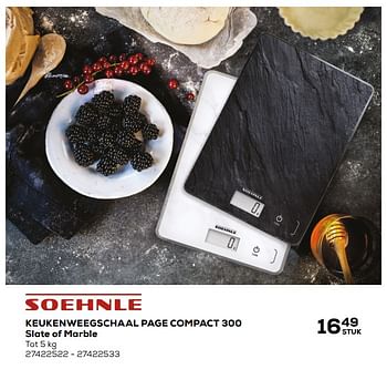 Aanbiedingen Soehnle keukenweegschaal page compact 300 slate of marble - Soehnle - Geldig van 07/02/2020 tot 03/03/2020 bij Supra Bazar