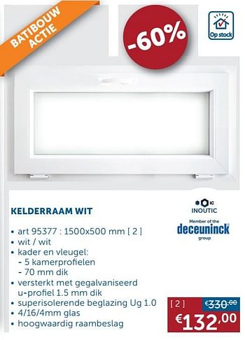 Aanbiedingen Kelderraam wit - Deceuninck - Geldig van 03/03/2020 tot 30/03/2020 bij Zelfbouwmarkt