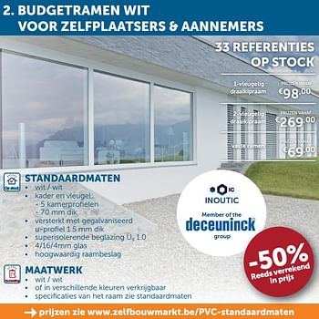 Aanbiedingen Standaardmaten 1-vleugelig draaikipraam - Deceuninck - Geldig van 03/03/2020 tot 30/03/2020 bij Zelfbouwmarkt