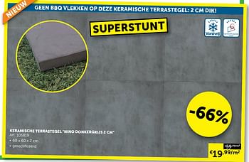 Aanbiedingen Keramische terrastegel nino donkergrijs - Geldig van 03/03/2020 tot 30/03/2020 bij Zelfbouwmarkt