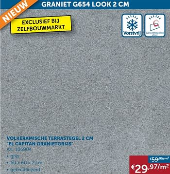 Aanbiedingen Volkeramische terrastegel 2 cm el capitan granietgrijs - Geldig van 03/03/2020 tot 30/03/2020 bij Zelfbouwmarkt