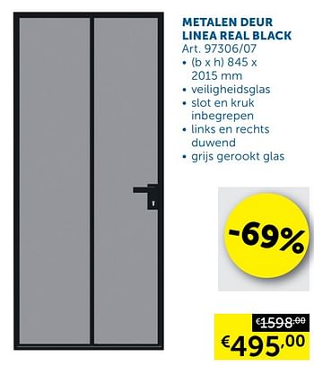 Aanbiedingen Metalen deur linea real black - Geldig van 03/03/2020 tot 30/03/2020 bij Zelfbouwmarkt