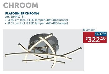 Aanbiedingen Plafonnier chroom 8 lampen - Geldig van 03/03/2020 tot 30/03/2020 bij Zelfbouwmarkt