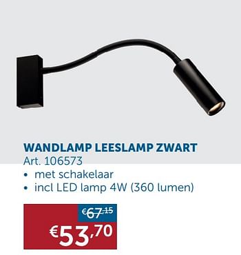 Aanbiedingen Wandlamp leeslamp zwart - Geldig van 03/03/2020 tot 30/03/2020 bij Zelfbouwmarkt
