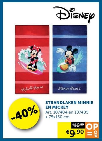 Aanbiedingen Strandlaken minnie en mickey - Disney - Geldig van 10/03/2020 tot 06/04/2020 bij Zelfbouwmarkt