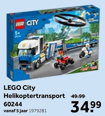 Aanbiedingen Lego city helikoptertransport 60244 - Lego - Geldig van 02/03/2020 tot 15/03/2020 bij Intertoys