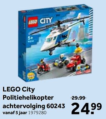 Aanbiedingen Lego city politiehelikopter achtervolging 60243 - Lego - Geldig van 02/03/2020 tot 15/03/2020 bij Intertoys