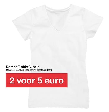 Aanbiedingen Dames t-shirt v-hals - Huismerk - Zeeman  - Geldig van 29/02/2020 tot 13/03/2020 bij Zeeman