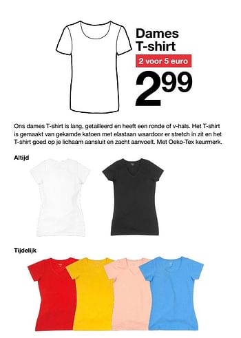 Aanbiedingen Dames t-shirt - Huismerk - Zeeman  - Geldig van 29/02/2020 tot 13/03/2020 bij Zeeman