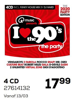 Aanbiedingen 4 cd i love the 90`s the party - Huismerk - Supra Bazar - Geldig van 06/03/2020 tot 31/03/2020 bij Supra Bazar