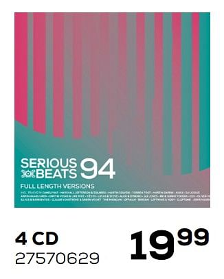 Aanbiedingen Serious beats 4cd 2020 volume 94 - Huismerk - Supra Bazar - Geldig van 06/03/2020 tot 31/03/2020 bij Supra Bazar