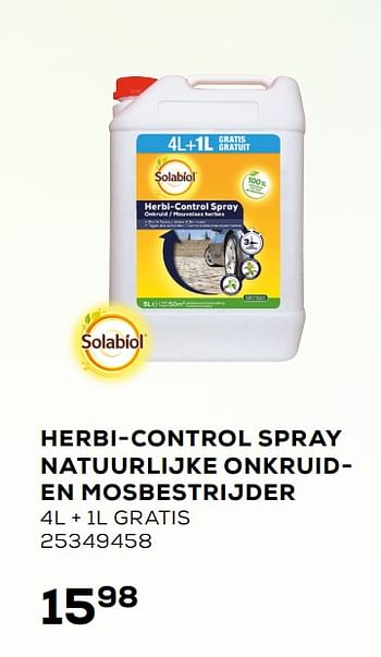 Aanbiedingen Herbi-control spray natuurlijke onkruiden mosbestrijder - Solabiol - Geldig van 06/03/2020 tot 31/03/2020 bij Supra Bazar