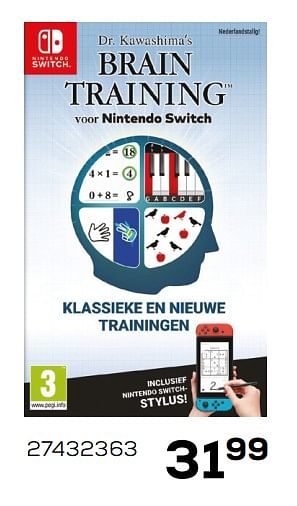 Aanbiedingen Nintendo switch brain training - Nintendo - Geldig van 06/03/2020 tot 31/03/2020 bij Supra Bazar