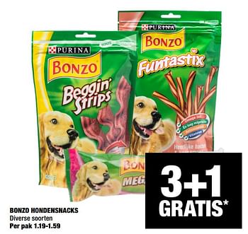 Aanbiedingen Bonzo hondensnacks - Purina - Geldig van 09/03/2020 tot 22/03/2020 bij Big Bazar