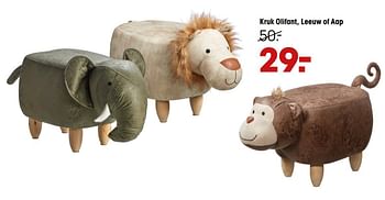 Aanbiedingen Kruk olifant, leeuw of aap - Huismerk - Kwantum - Geldig van 30/03/2020 tot 12/04/2020 bij Kwantum