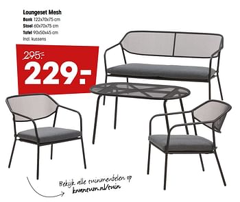 Aanbiedingen Loungeset mesh - Huismerk - Kwantum - Geldig van 30/03/2020 tot 12/04/2020 bij Kwantum