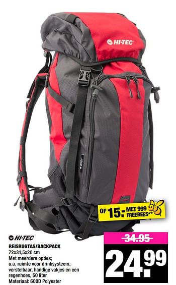 Aanbiedingen Reisrugtas-backpack - Hitec - Geldig van 23/03/2020 tot 05/04/2020 bij Big Bazar