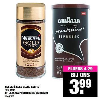 Aanbiedingen Nescafé gold blend koffie of lavazza prontissimo espresso - Huismerk - Big Bazar - Geldig van 23/03/2020 tot 05/04/2020 bij Big Bazar