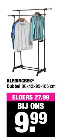 Aanbiedingen Kledingrek dubbel - Huismerk - Big Bazar - Geldig van 23/03/2020 tot 05/04/2020 bij Big Bazar