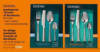 Aanbiedingen Bestekserie toronto of bordeaux - Huismerk - Blokker - Geldig van 16/03/2020 tot 29/03/2020 bij Blokker