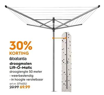 Aanbiedingen Droogmolen lift-o-matic - Brabantia - Geldig van 16/03/2020 tot 29/03/2020 bij Blokker