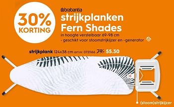 Aanbiedingen Strijkplanken fern shades strijkplank - Brabantia - Geldig van 16/03/2020 tot 29/03/2020 bij Blokker