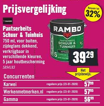 Aanbiedingen Pantserbeits schuur + tuinhuis - Rambo - Geldig van 09/03/2020 tot 29/03/2020 bij Hornbach
