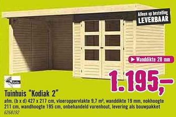 Aanbiedingen Tuinhuis kodiak 2 - Huismerk Hornbach - Geldig van 09/03/2020 tot 29/03/2020 bij Hornbach
