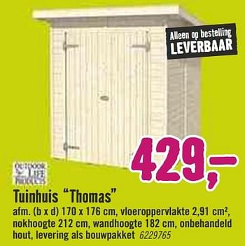 Aanbiedingen Tuinhuis thomas - Outdoor Life Products - Geldig van 09/03/2020 tot 29/03/2020 bij Hornbach