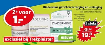 Aanbiedingen Dagcrème lift+ botology - Diadermine - Geldig van 16/03/2020 tot 29/03/2020 bij Trekpleister