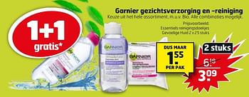 Aanbiedingen Essentials reinigingsdoekjes gevoelige huid - Garnier - Geldig van 16/03/2020 tot 29/03/2020 bij Trekpleister