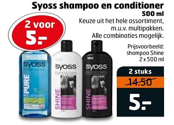 Aanbiedingen Shampoo shine - Syoss - Geldig van 16/03/2020 tot 29/03/2020 bij Trekpleister