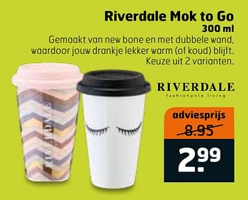 Aanbiedingen Riverdale mok to go - Riverdale - Geldig van 16/03/2020 tot 29/03/2020 bij Trekpleister