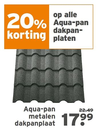Aanbiedingen Aqua-pan metalen dakpanplaat - Huismerk - Gamma - Geldig van 16/03/2020 tot 29/03/2020 bij Gamma