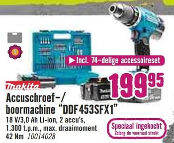 Aanbiedingen Makita accuschroef-- boormachine ddf453sfx1 - Makita - Geldig van 09/03/2020 tot 29/03/2020 bij Hornbach