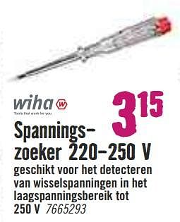 Aanbiedingen Spanningszoeker 220-250 v - Wiha - Geldig van 09/03/2020 tot 29/03/2020 bij Hornbach