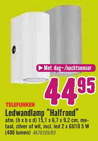 Aanbiedingen Telefunken ledwandlamp halfrond - Telefunken - Geldig van 09/03/2020 tot 29/03/2020 bij Hornbach