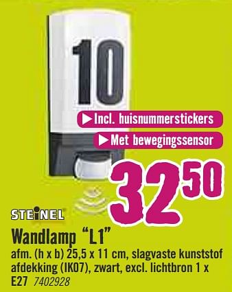 Aanbiedingen Wandlamp l1 - Steinel - Geldig van 09/03/2020 tot 29/03/2020 bij Hornbach