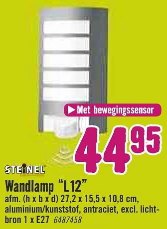 Aanbiedingen Wandlamp l12 - Steinel - Geldig van 09/03/2020 tot 29/03/2020 bij Hornbach