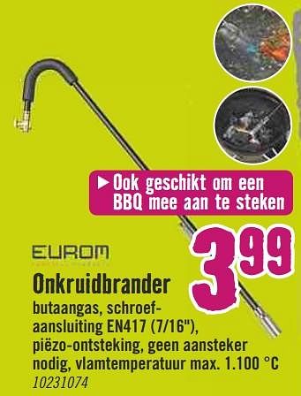 Aanbiedingen Onkruidbrander - Eurom - Geldig van 09/03/2020 tot 29/03/2020 bij Hornbach