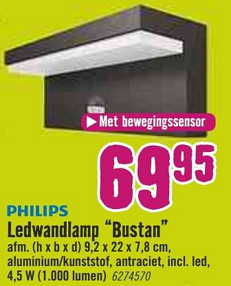 Aanbiedingen Philips ledwandlamp bustan - Philips - Geldig van 09/03/2020 tot 29/03/2020 bij Hornbach